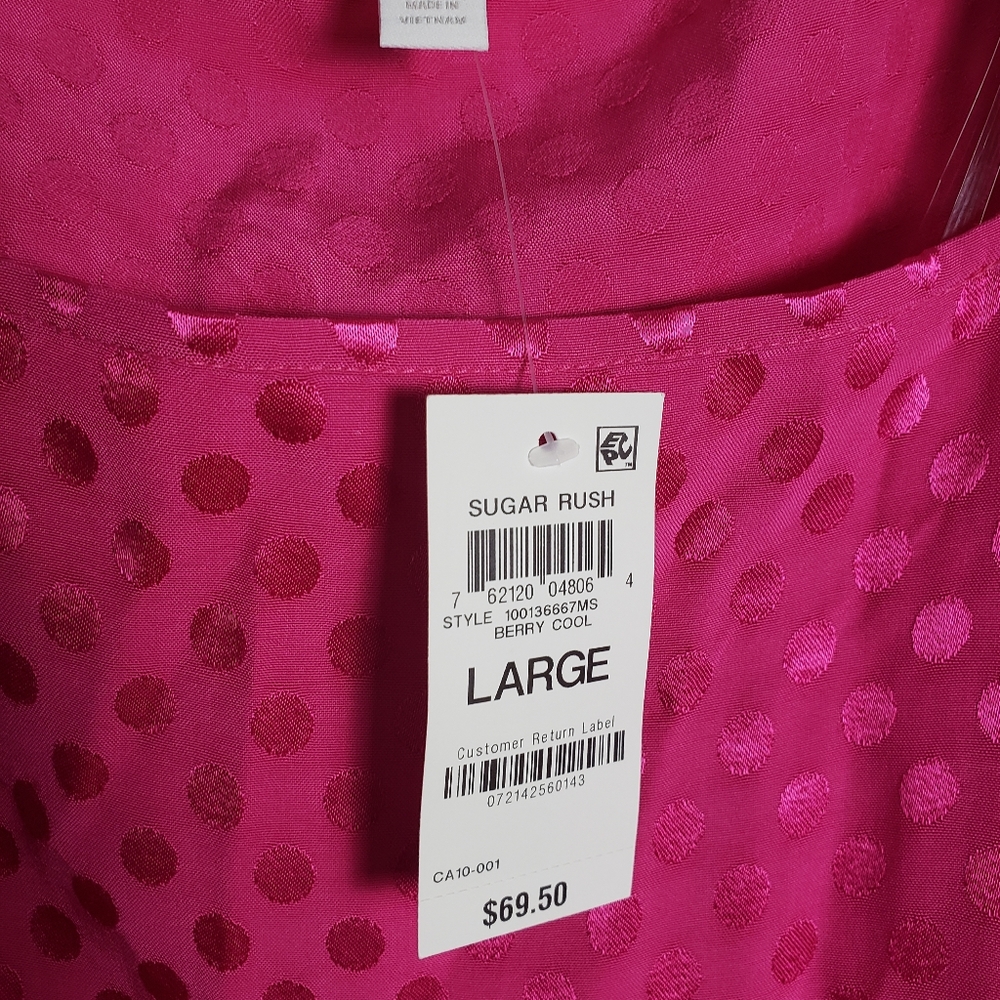 NWT Charter Club Fushia Polka Dot Long Sleeve Blouse - Picture 4 of 10